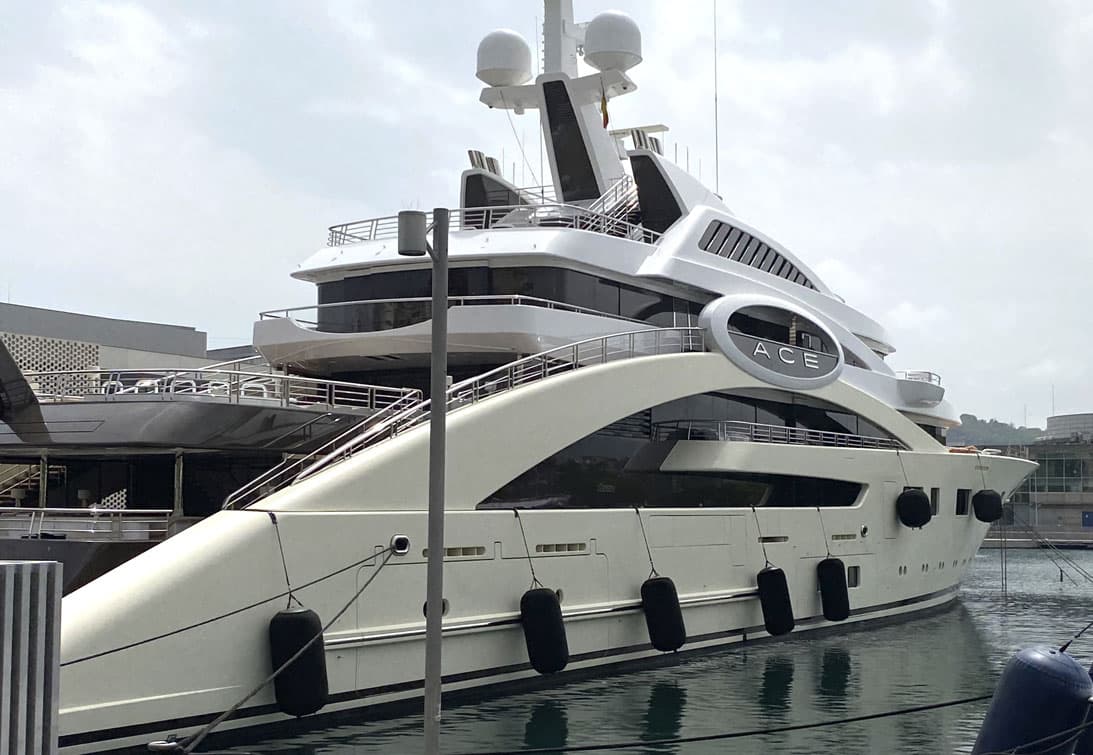 super yacht docked in barcelona